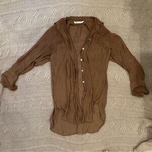 Zara Tan Sheer Blouse